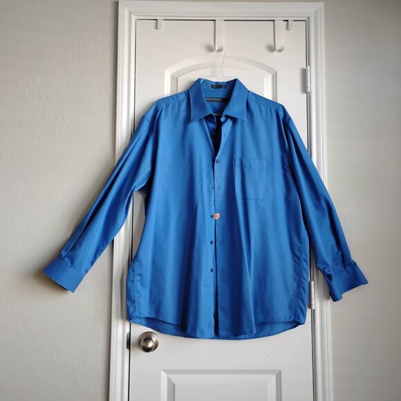 Perry Ellis Portfolio Men's Long Sleeve Blue Dress Shirt Size XL 17.5, 34-35 - Picture 2 of 5
